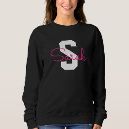 Süßer Name & Monogramm | Schwarz Weiß & Rosa Sweatshirt