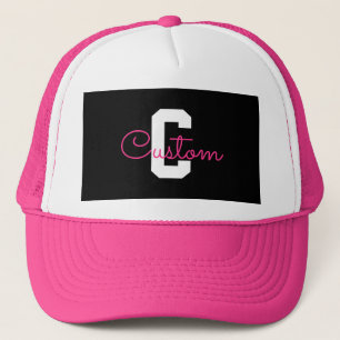 Süßer Name & Monogramm Schwarz Weiß & Rosa Truckerkappe