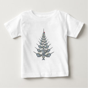 Süßer Narwal mit Weihnachtsmannmütze und Festtags- Baby T-shirt
