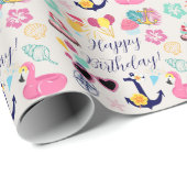 Süßer nautischer Geburtstag Geschenkpapier (Rolleneckpunkt)