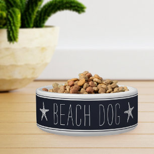 Süßer Navy Blau & Weiß Seestern Strand Hund Napf