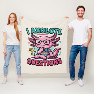 Süßer Nerd Axolotl I Axolotl Fragen Zeichen Meme Fleecedecke