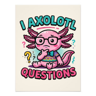 Süßer Nerd Axolotl I Axolotl Fragen Zeichen Meme Fotodruck