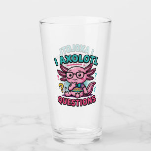 Süßer Nerd Axolotl I Axolotl Fragen Zeichen Meme Glas