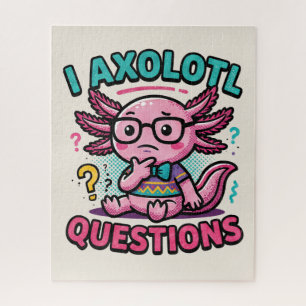 Süßer Nerd Axolotl I Axolotl Fragen Zeichen Meme Puzzle