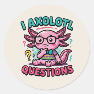 Süßer Nerd Axolotl I Axolotl Fragen Zeichen Meme Runder Aufkleber