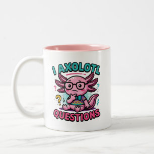 Süßer Nerd Axolotl I Axolotl Fragen Zeichen Meme Zweifarbige Tasse
