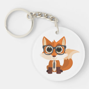 Süßer nerdiger Fuchs Kawaii Cartoon Rucksack Anhän Schlüsselanhänger