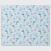 Süßer neuer Babyjunge und Storch Geschenkpapier (Flach)