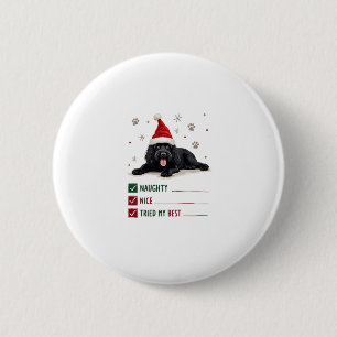 Süßer Neufundländer-Hund Weihnachten Unartig Nett Button