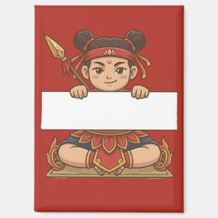 Süßer Nezha mit leerem Schild  Magnet