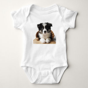 Süßer niedlicher Border Collie Welpe Baby Strampler