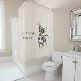 Süßer niedlicher brauner Creme Chihuahua Hund best Duschvorhang
