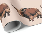 Süßer & niedlicher brauner Yak Geschenkpapier (Rolleneckpunkt)