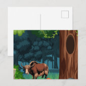 Süßer & niedlicher brauner Yak Postkarte (Vorne/Hinten)