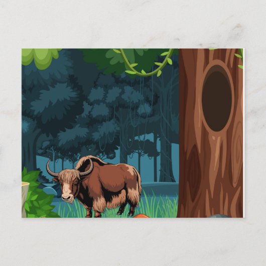 Süßer & niedlicher brauner Yak Postkarte (Vorderseite)
