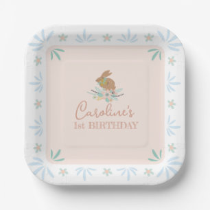 Süßer niedlicher Hase Kaninchen Tier 1. Geburtstag Pappteller