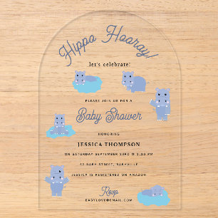 Süßer Nilpferd Hip Hippo Hurra Baby Shower Acryleinladungen