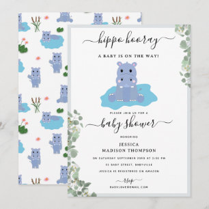 Süßer Nilpferd Hip Hippo Hurra Baby Shower Einladung