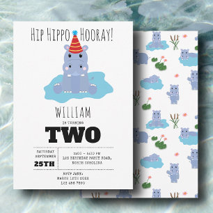 Süßer Nilpferd Hip Hippo Hurra Kindergeburtstag Einladung