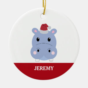Süßer Nilpferd-Hippo-Weihnachts-Santa-Kinder Keramik Ornament