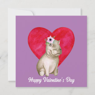 Süßer Nilpferd-Valentinstag   Karte