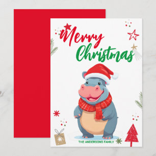 Süßer Nilpferd-Weihnachtsbaum-Feiertags-Frauenname Feiertagskarte