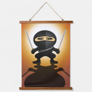 Süßer Ninja-Junge Anime-Krieger Katana  Wandteppich Mit Holzrahmen