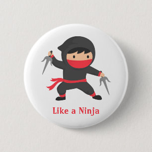 Süßer Ninja-Junge mit Sai-Waffen für Kinder Button