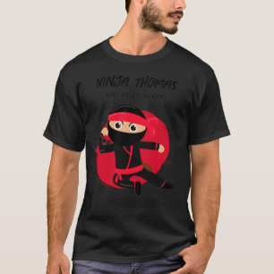 Süßer Ninja Schwarz Rot Kinder Geburtstagsfeier T- T-Shirt