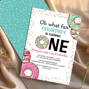 Süßer Oh Was Für Ein Spaß Donut 1. Geburtstag Einladung