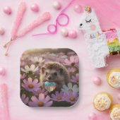 Süßer Oktober-Igel mit Opal-Herz Pappteller (Party)