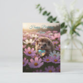 Süßer Oktober-Igel mit Opal-Herz Postkarte (Stehend Vorderseite)
