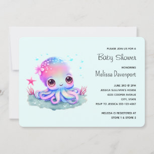 Süßer Oktopus Meerestier Baby Shower Einladung