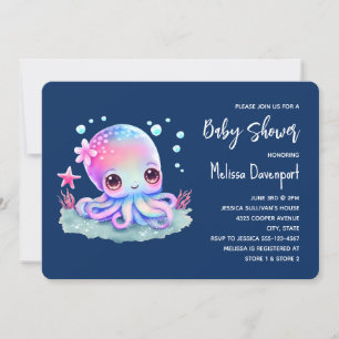 Süßer Oktopus Meerestiere Baby Shower Einladung
