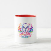 Süßer Oktopus Zurück zur Schule Kaffeetasse (Zentrum)