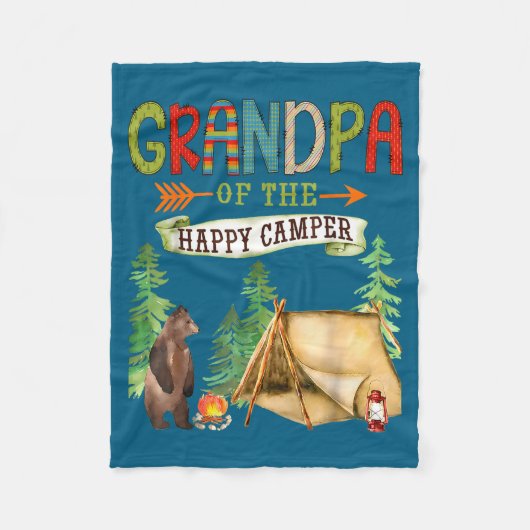 Süßer Opa Happy Camper Geburtstag Camping Fleecedecke (Vorderseite)