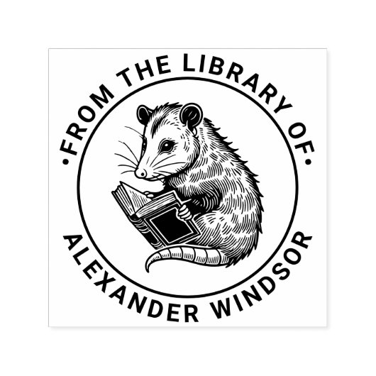 Süßer Opossum liest Buch Bibliotheksbuch Name Permastempel (Design)