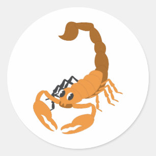 Süßer orange Cartoon-Skorpion Kinder Vektor-Sticke Runder Aufkleber