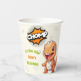 Süßer orange Dinosaurier T-Rex Pappbecher