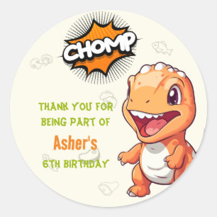 Süßer orange Dinosaurier T-Rex Partygeschenk rund Runder Aufkleber