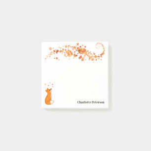 Süßer orange Fuchs & Ahornblätter Herbst Post-it Klebezettel