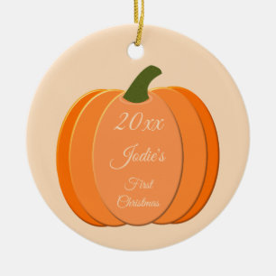 Süßer orange geschlechtsneutraler Kürbis erstes We Keramik Ornament