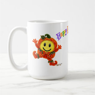 Süßer orange Halloween-Smiley-Gesicht-Samt-Kürbis Kaffeetasse
