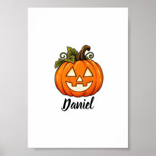 Süßer orange Kürbis Monogramm Name Halloween T Poster