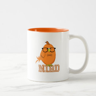 Süßer orange Nerd-Vogel Zweifarbige Tasse