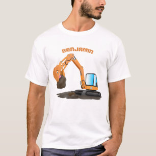 Süßer orangefarbener Bagger-Cartoon T-Shirt