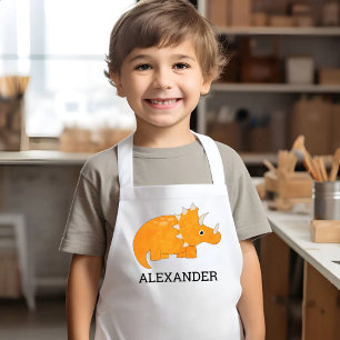 Süßer orangefarbener Dinosaurier personalisiert Kinderschürze