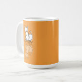 Süßer orangefarbener Fuchs-Reflektions-Doodle mit Kaffeetasse (Vorderseite Links)