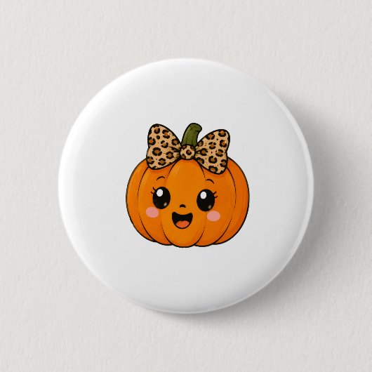 Süßer orangefarbener kleiner Kürbis Halloween Name Button (Vorderseite)